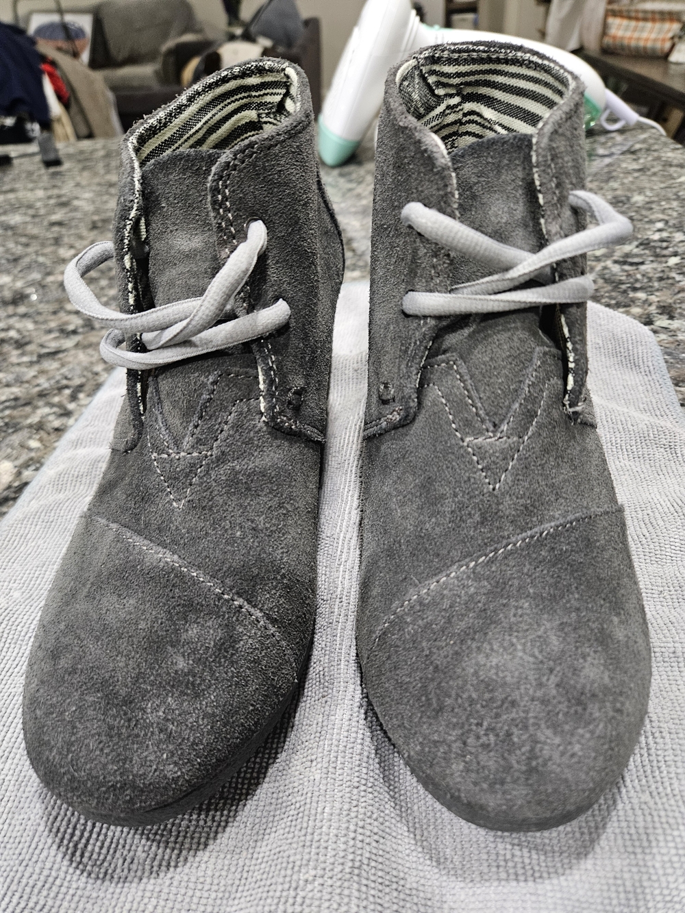 Women's Toms Gray Suede Lace-Up Ankle Boots